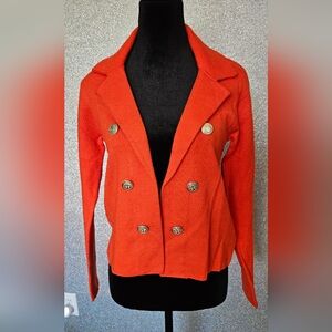 Like New - Tahari Women's Bold Orange Pea Coat Jacket, Super Soft, XS